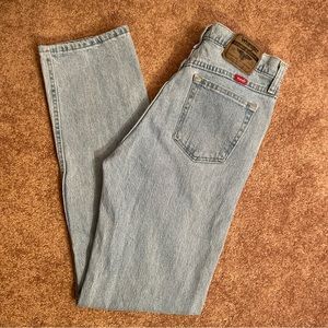 Vintage Men’s Wrangler Jeans 30x32 Light Wash Straight Leg Logo Cowboy 90s